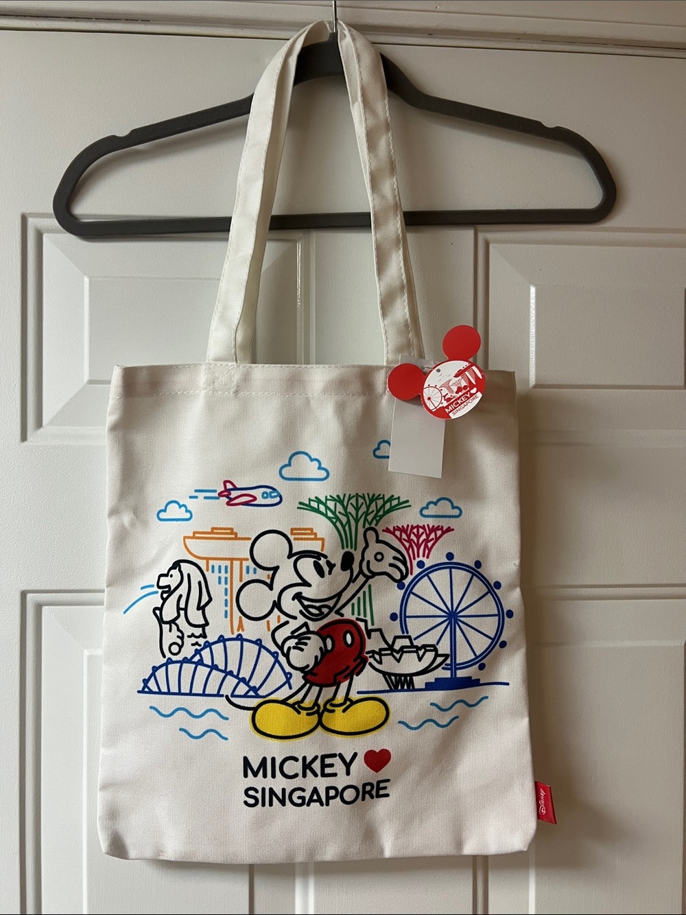 Disney Mickey Singapore Tote Bag - White, Red, Yellow, Blue, Green